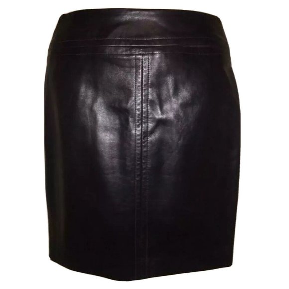 Mary Ann Restivo Womens Vintage Black Genuine Lamb Suede Leather Pencil Skirt 4 - Picture 1 of 6